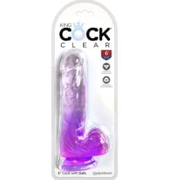 KING COCK - CLEAR REALISTIC PENIS WITH BALLS 13.5 CM PURPLE 2